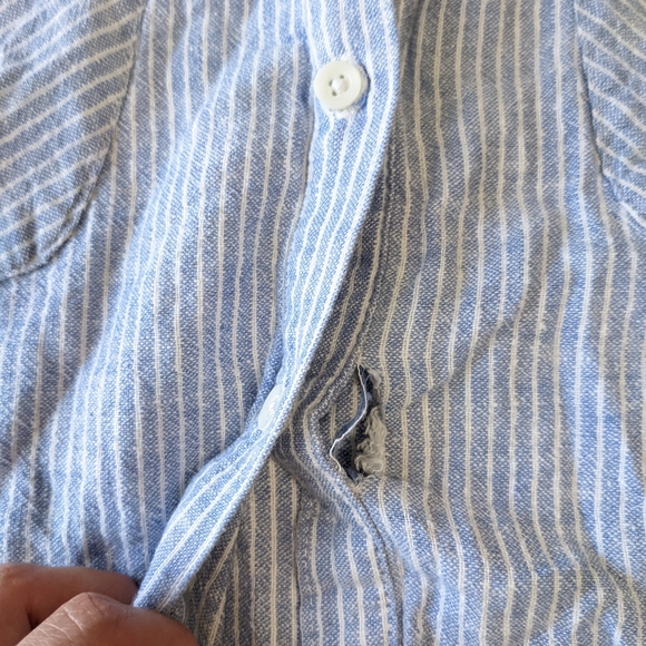 BCBGeneration Button Down Sleeveless Dress Light Blue White Stripes - Picture 4 of 8